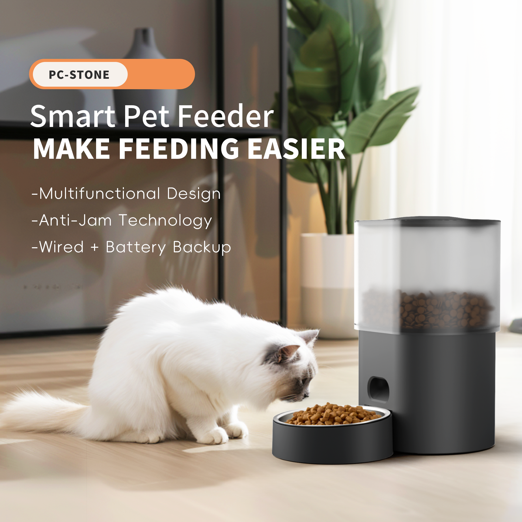 WiFi automático 4.5L Ration Ration Cat y alimentador de perros con Smart Bowl Smart Automatic Food Feeder Food Comeño para alimentación de mascotas