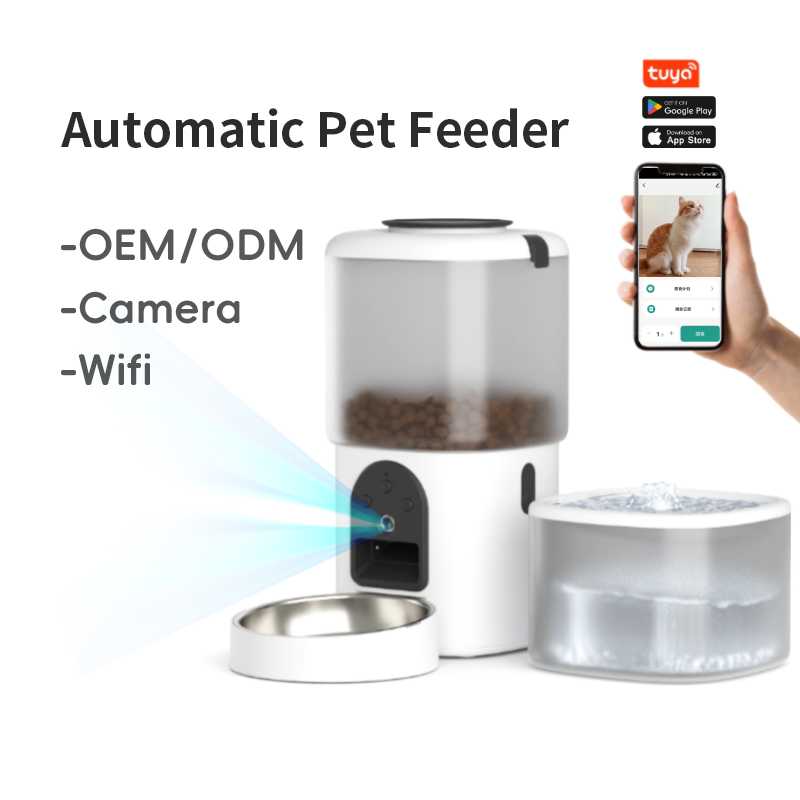 2 en 1 cámara wifi alimentadores de gatos automáticos inteligentes cronometrados para gatos y perros alimentador de mascotas de acero inoxidable dispensador de alimentos secos